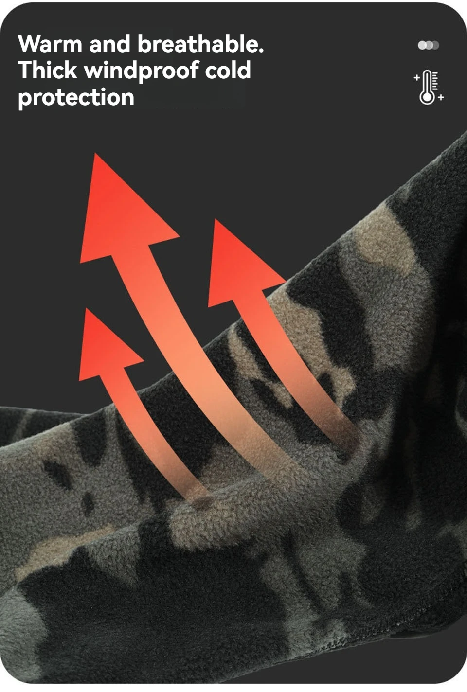 GTUBIKE Winter Radfahren Männer Polar Fleece Wärmer Mützen Camouflage Volle Gesicht Maske Warme Ohr Helm Liner Sport Ski Balaclava Cap – Detail 11