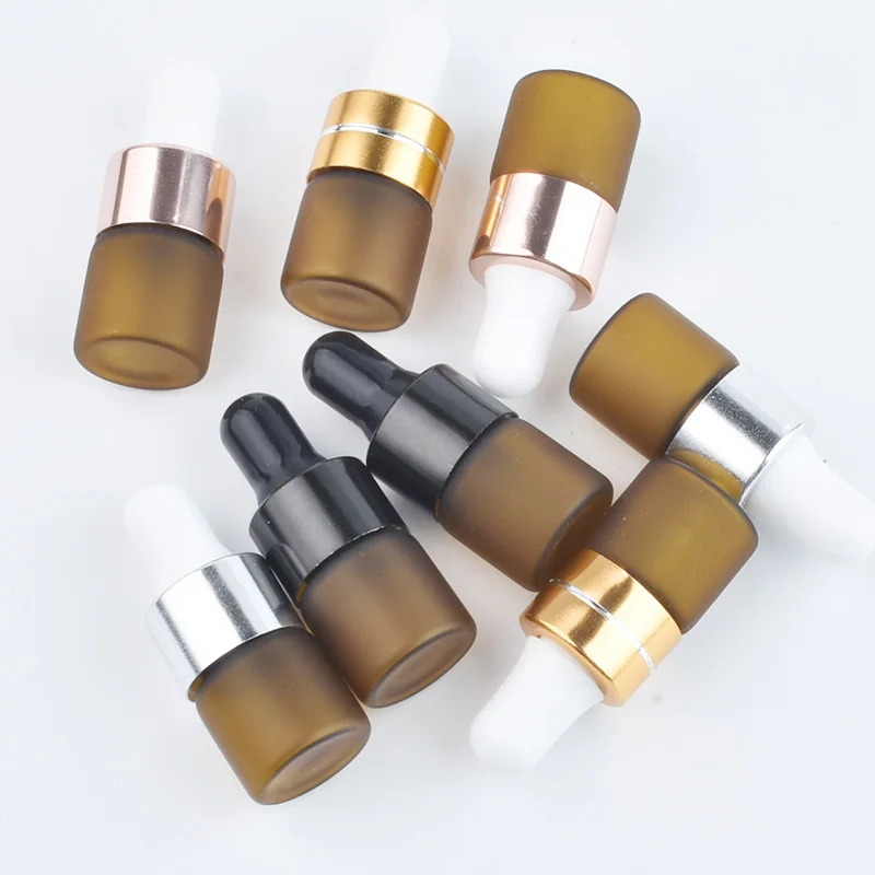 100pcs lot l1 2ml amber 30pcs 50pcs 100pcs 1ml Frosted Amber Glass Sample Vial Dropper Bottles Empty Mini Essential Oil Bottle With Dropper Pipettes