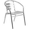 Commercial Aluminum Indoor-Outdoor Restaurant Stack Chair with Triple Slat Back and Arms 2