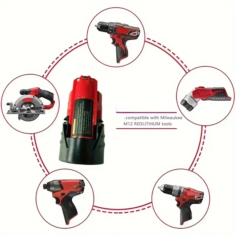 2Packs 2500MAH Rechargeable Battery for Milwaukee m12 12V Tools 48-11-2420 48-11-2440 Cordless Power Tools