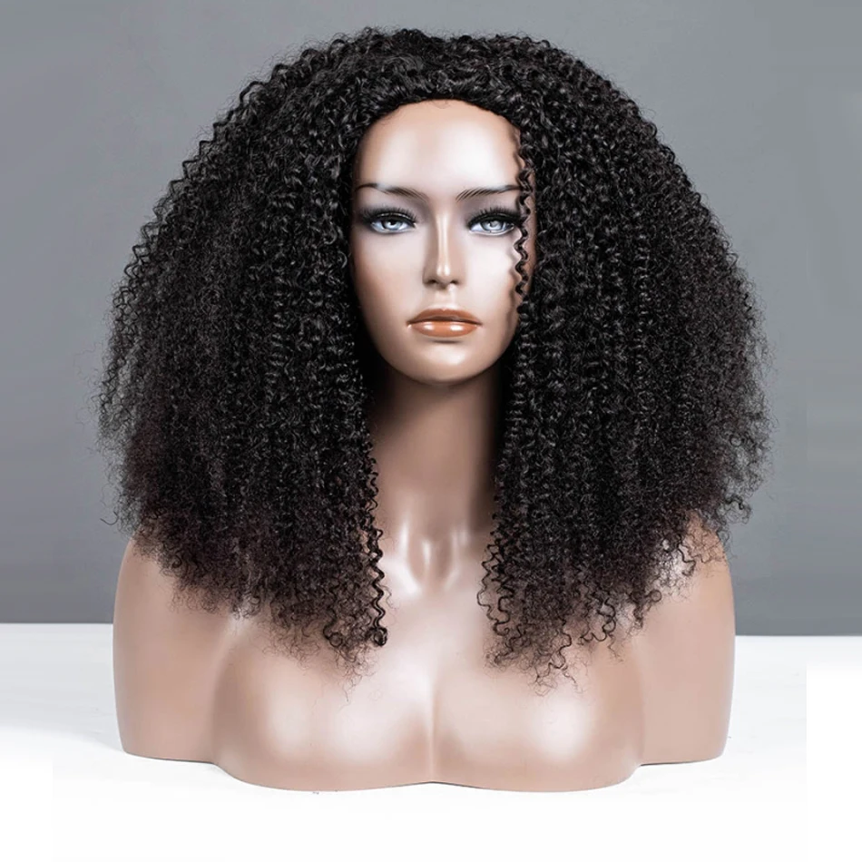 프리미엄 10A 심리스 V파트 가발 3 in 1 하프 가발 곱슬머리 스파이럴 엔드 인모 인비저블 웨프트 드로스트링 가발캡