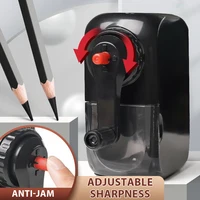 Adjustable Manual Pencil Sharpener Auto Stop Anti-Jam Built-in Abrasive Plate Sharpener for School Office Artist 3