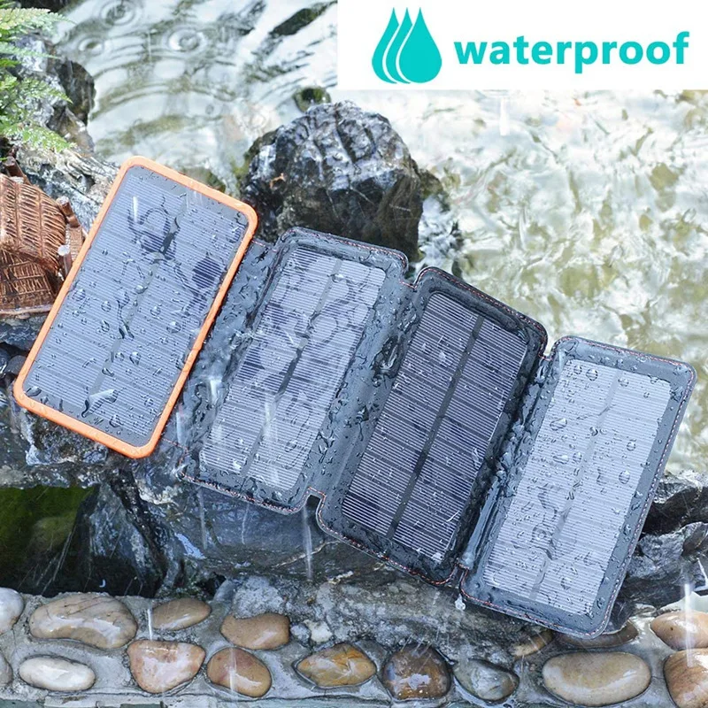 Folding Solar Power Bank With 4 Panels Fast External Charger_voghion.com
