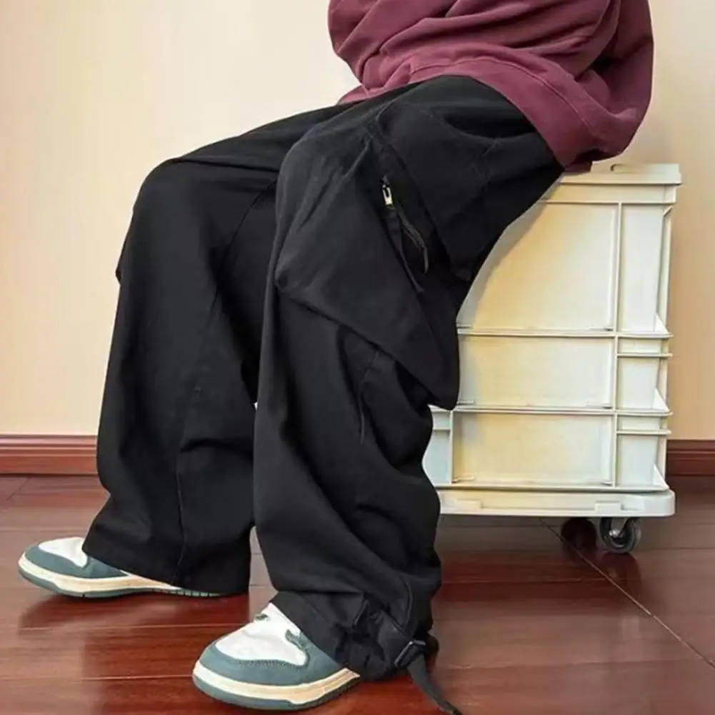 

Wide Leg Pants Stylish Women's Wide Leg Cargo Pants with Elastic Waist Multi Pockets Solid Color Sports Pants for Active