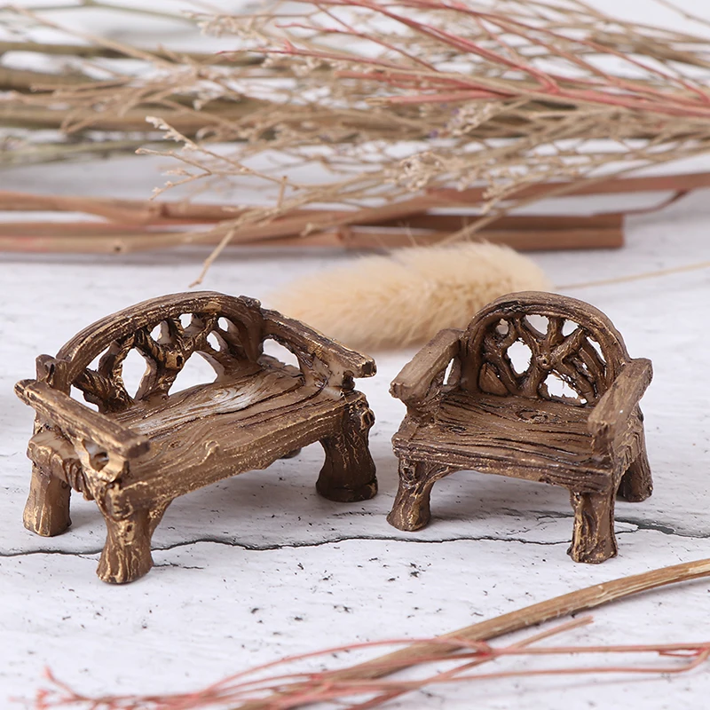 

Mini Garden Miniature Park Seat Bench Craft Fairy Dollhouse Home Decor for BJD Dolls House Garden Accessories Toys