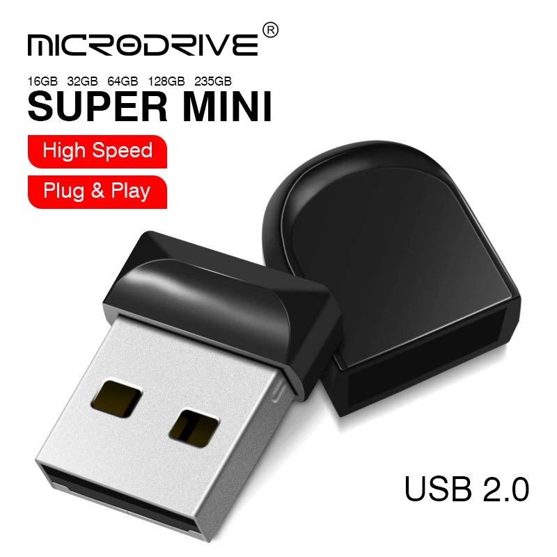 thumbnail image 1 of Memoria USB MicroDrive Super Mini, resistente al agua, de 128 GB, 64 GB, 32 GB, 16 GB y 8 GB, memoria USB 2.0 de capacidad real, 1 of 5