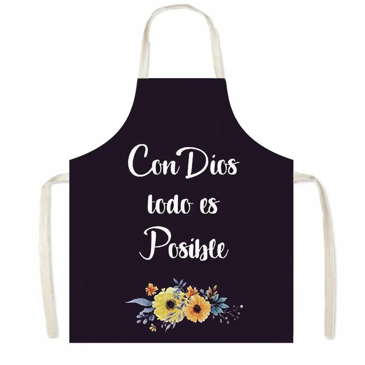 Christian Gift Bible Verse Print Kitchen Apron Women Cooking Apron for Nail Salons BBQ Chef Waiter Home Cleaning Tool Pinafore