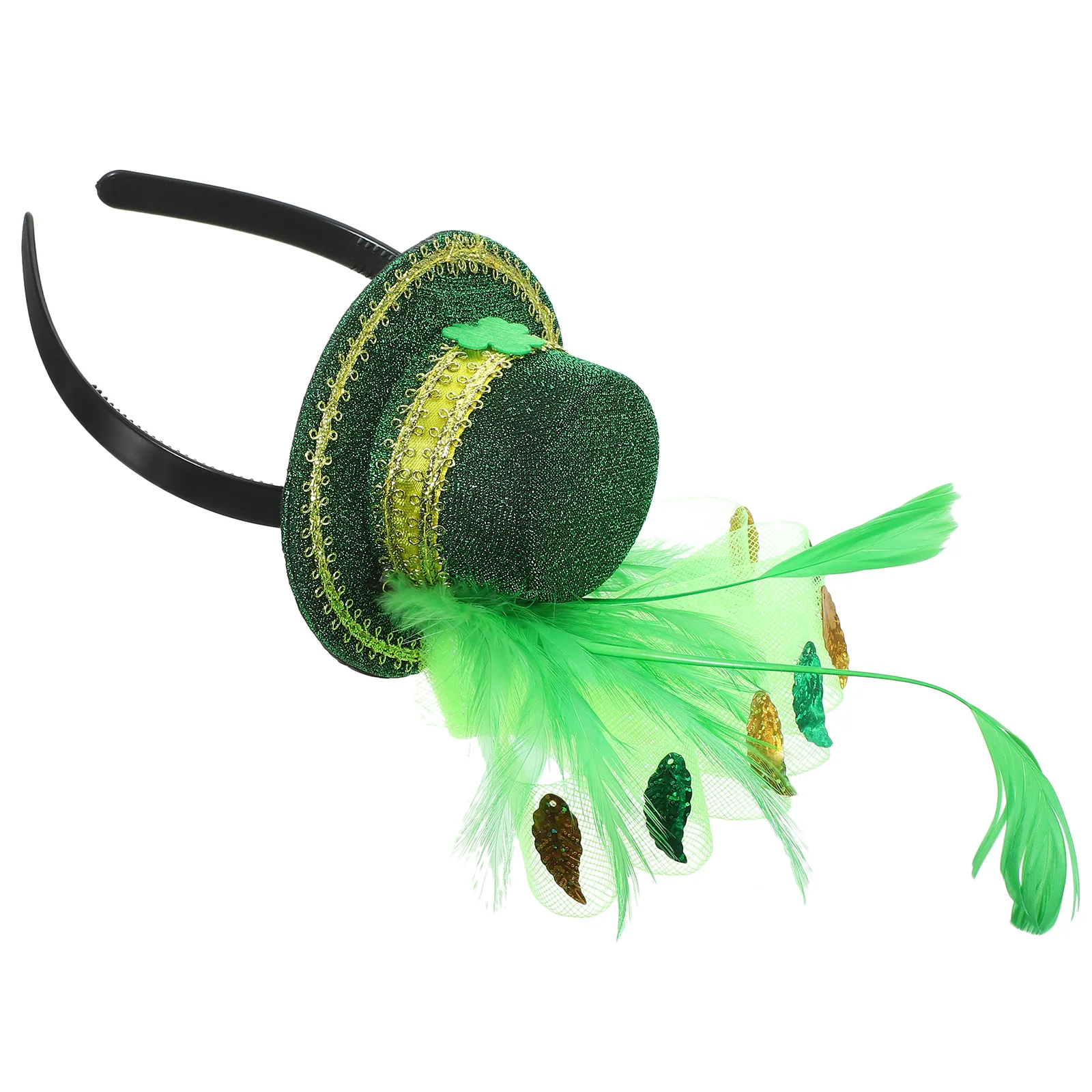 

St Patricks Day Headbands Green Shamrock Top Hat Headband St Patrick Day Feathered Hair Hoop Hair Accessory Irish Hairband