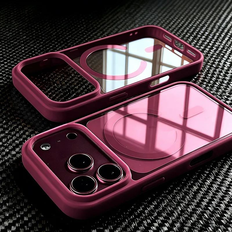 Anti-Yellowing Matte Transparent Phone Case with Magsafe Magnetic Clear Cover