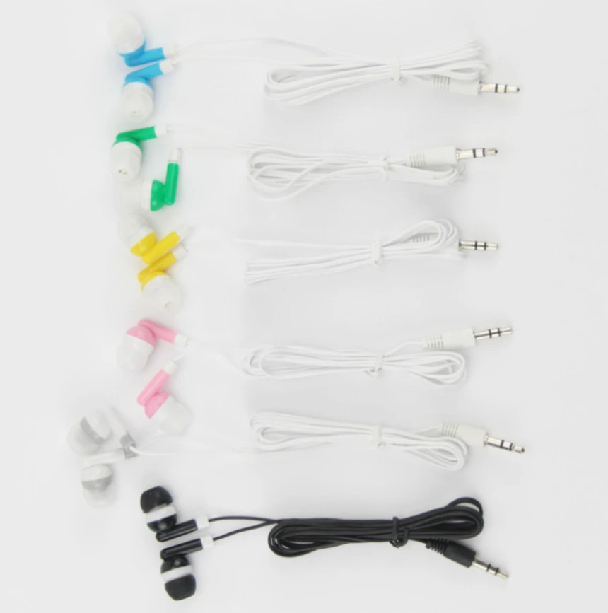 100Pcs Dispoasble 3.5Mm Jack Auricolari Cablati A Basso Costo In Ear Auricolare Stereo Per Teatro Concerto Museo Scuola Regalo