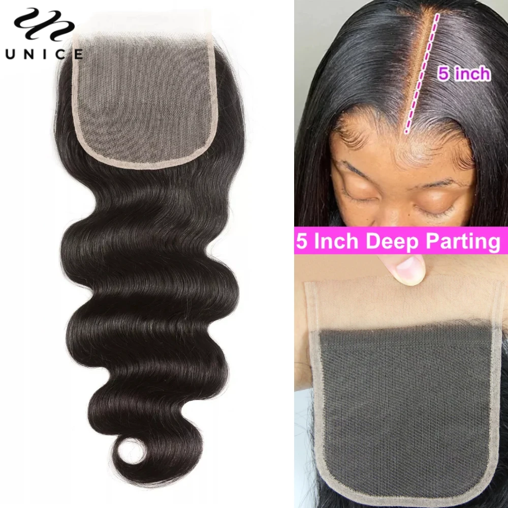 Unice Hair 5x5 HD Lace Closure 100% Human Hair Body Wave Lace Closure Real HD Lace Match All Skins
