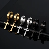 1 Pair Punk Stainless Steel Cross Stars Pendant Ear Clip No Piercing Earrings For Women Hiphop Fashion No ear hole Men Jewelry 1