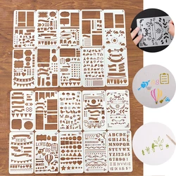 A6 Universal Painting Template Set PET Hollow Drawing Ruler DIY Graffiti Hand Account Decoration Embossing Paper Card Template