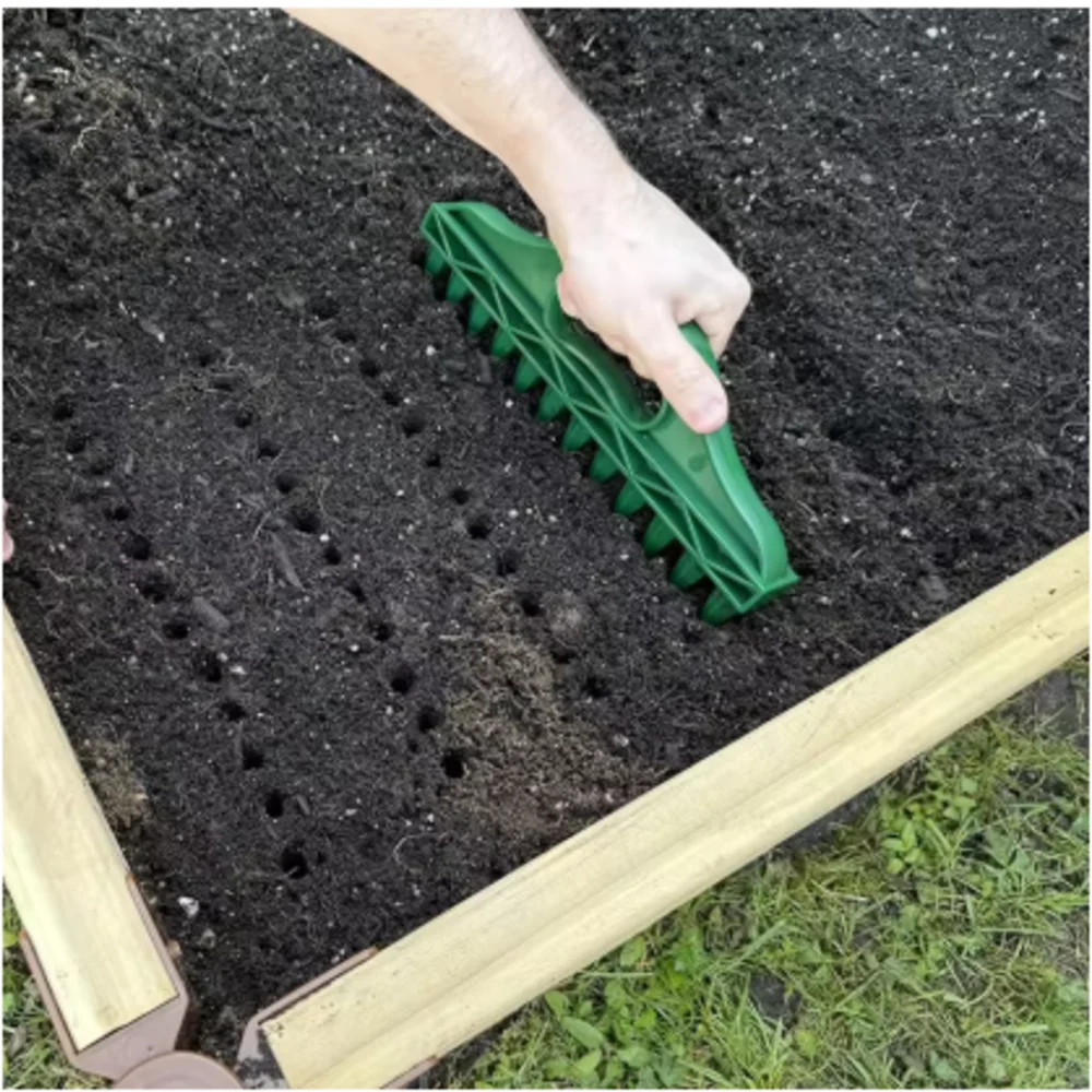 Seminatrice Manuale per Giardinaggio, Seminatrice a 12 Fori con Distanziatore di Semi e Strumento per Semina, Seminatrice per Fiori, Attrezzo per Semina a Fori - immagine 2