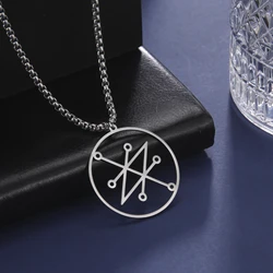 Azazel Sigil Stainless Steel Pendant Necklace - Demonic Symbol Occult Amulet Jewelry (Azazel S)