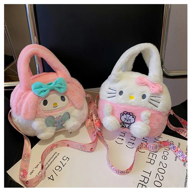 Mochila Pelúcia Kuromi Kawaii Hello Kitty, Pompom Purin, Cinnamoroll -  Super Fofa para Meninas e Mulheres - Lojahuntersxyi