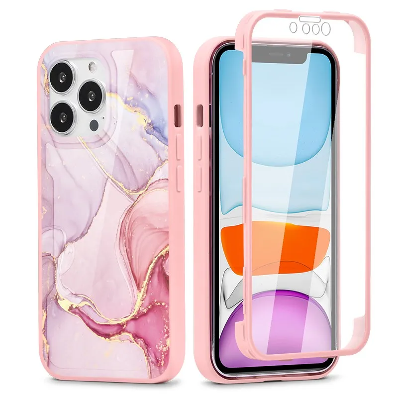 360 Full Body Cover For Samsung Galaxy A72 A52 Quantum2 A32 A22 A21S A12 Nacho A02 A02S S21 FE Ultra Plus Shockproof Marble Case kawaii samsung phone cases