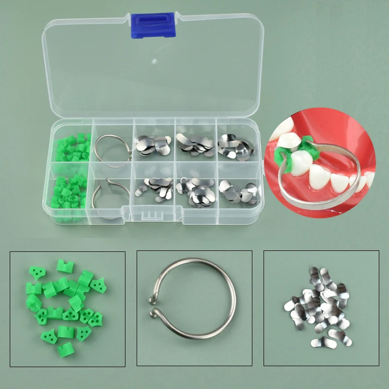 

Dental Matrix Sectional Contoured Metal Matrices Matrix Ring With Delta Wedges Filling Metal