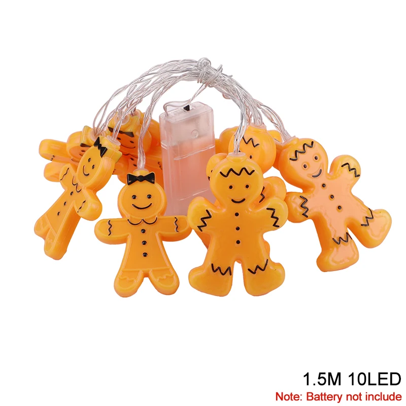 Gingerbread Man LED String Lights Xmas Tree Hanging Ornaments Christmas Decoration For Home Indoor Outdoor New Year Party Gifts