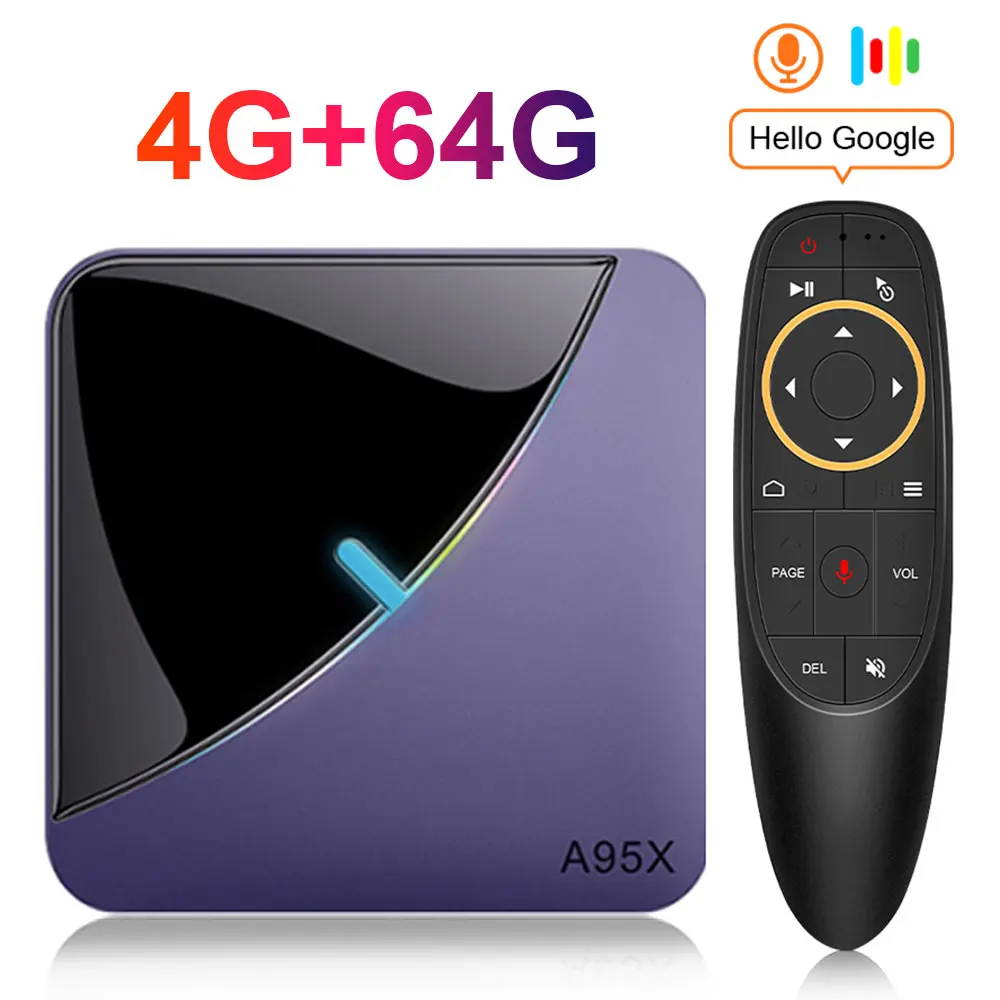 Смарт ТВ-приставка STUOTOP A95X F3 Air 8K RGB светильник Android 9 0 Amlogic S905X3 4 ГБ 32 64 Гб Wifi Youtube
