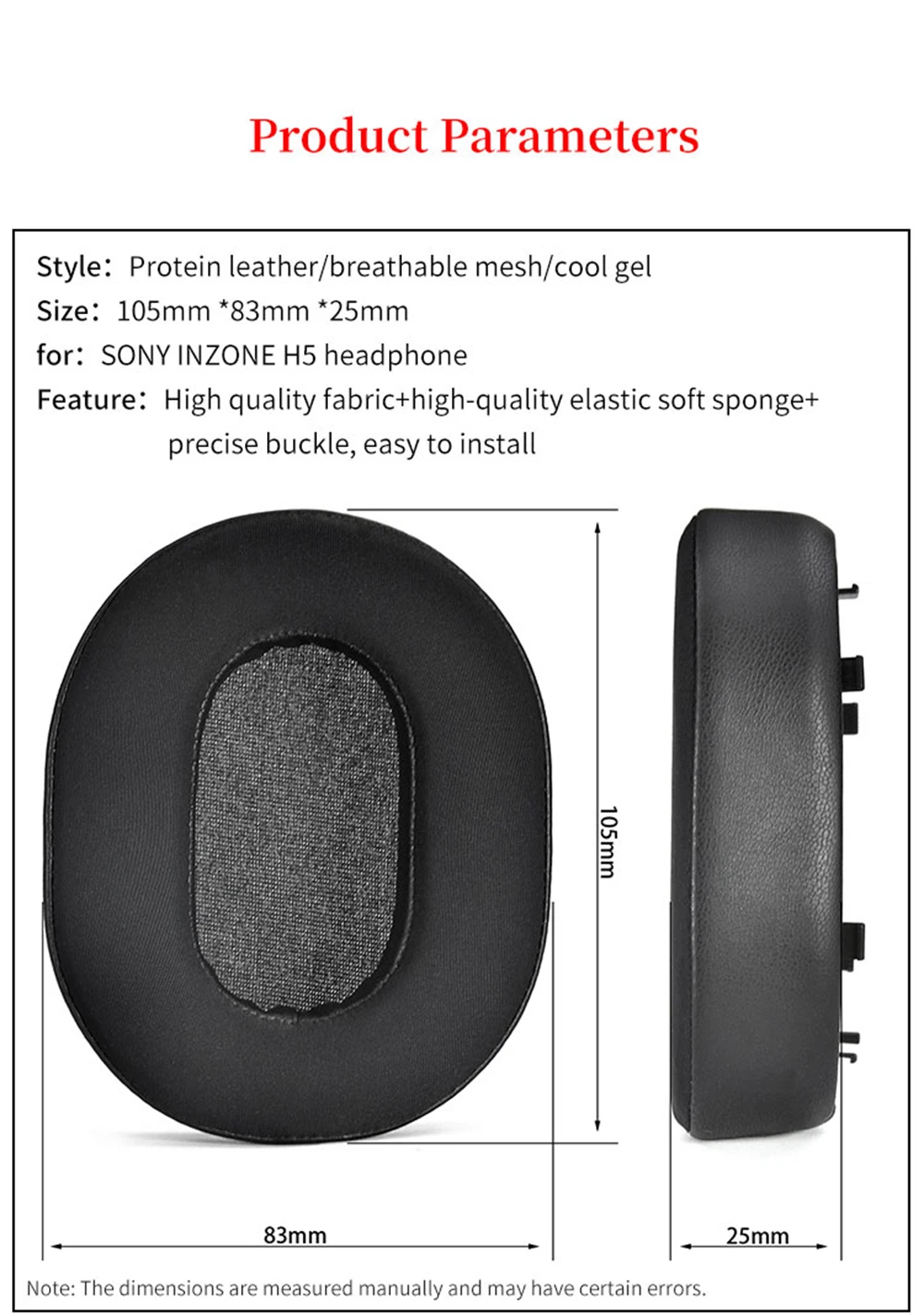 Ear Pads For Sony INZONE H5 Headphone Cushion Headbeam Protect Cover Headset Foam Pad Earpads Sponge Earmuffs