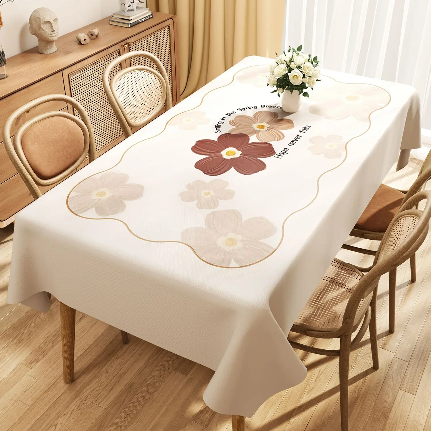 

Atmosphere dining table cloth oil-proof waterproof heat-proof and disposable pvc Rectangular tablecloth light luxury High
