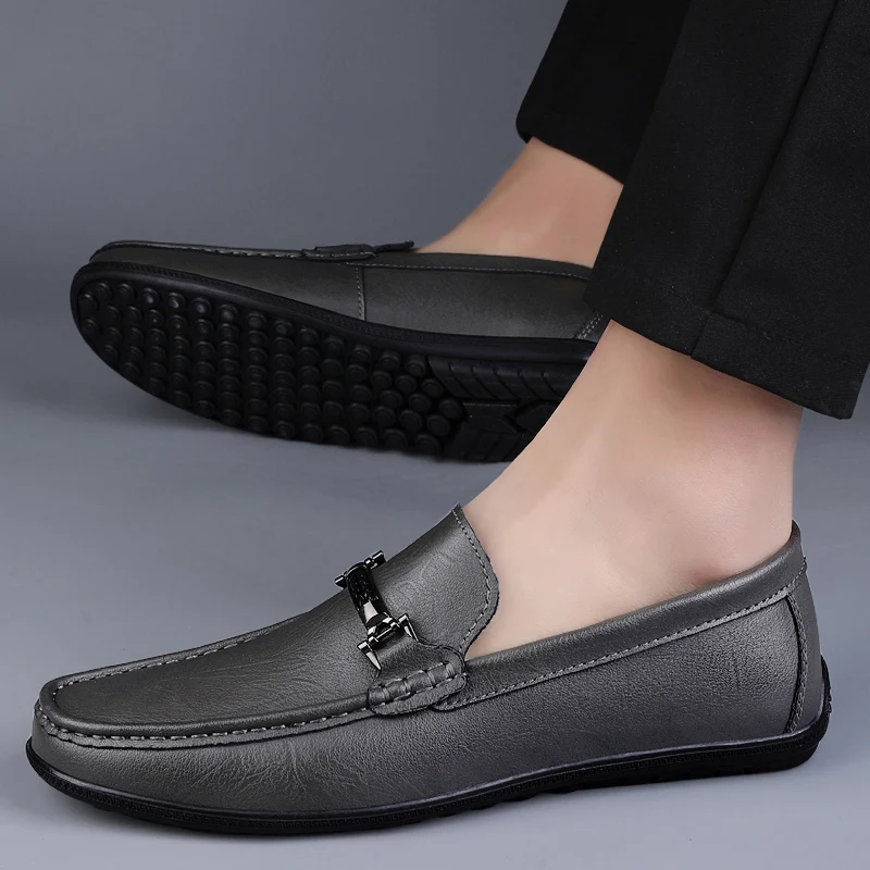 

Business Social Genuine Leather Loafers Mens Design Spring Fashion Slip on Casual Shoes Adult Male Footwear Handmade Boat Shoes