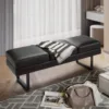 Waiting Room Chairs Faux Leather Office Guest Chair, 59.6 Inches Conference Room Chairs 3 Seats Upholstered Reception Bench, Lob 2