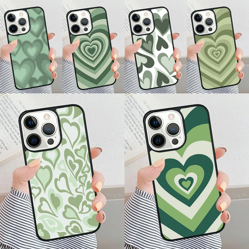 Custodia Per Telefono Sage Green Coffee Love Heart Latte Per Iphone 11 12 13 14 15 Pro Max Cover Per Apple Xs Max Xr 7 8 Plus Se2020 Fundas