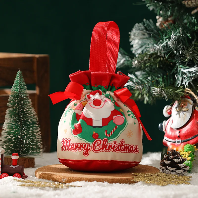 10/20/30 Pcs Christmas Candy Packaging Bag Pleated Velvet Gift Bag Pouch Xmas Wrapping Bags Christmas Party Decoration Favors 4