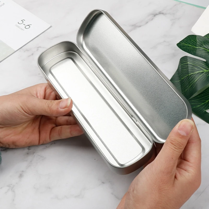 Pencil Cases Stationery Box Compact Metal Pen for CASE with Sponge Cushion Mini Rectangular Pen Box for Adul