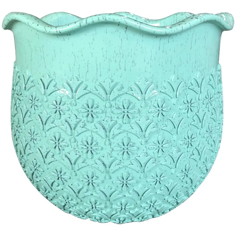 

Geo Ruffle Turquoise Resin Planter, 2 Pack