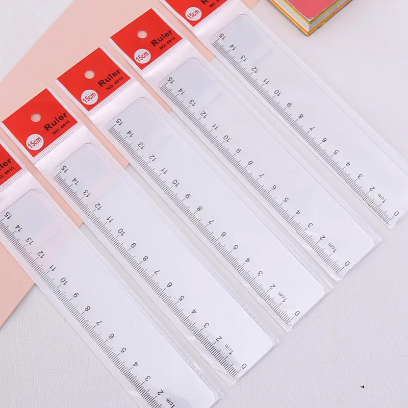 15 cm Transparent Straight Ruler 6 inch Clear Ruler Drawing Ruler Plastic Rulers For Student School Office Stationery 60 Pcs