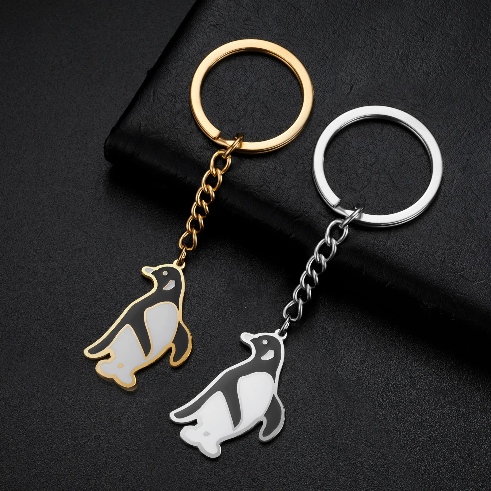 COOLTIME Niedlicher Tier-Pinguin-Schlüsselanhänger für Damen und Herren, Edelstahl, Tasche, Auto-Schlüsselanhänger, Schmuck, Großhandel, Geschenke – Detail 5