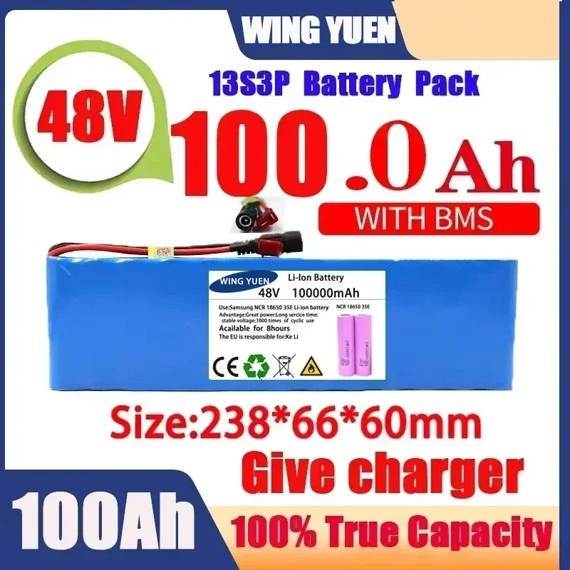 

Powerful 48V 120000mAh 1000w 13S3P XT60 120Ah Li-ion Battery for 54.6V Scooter Electric Bike with BMS Charger