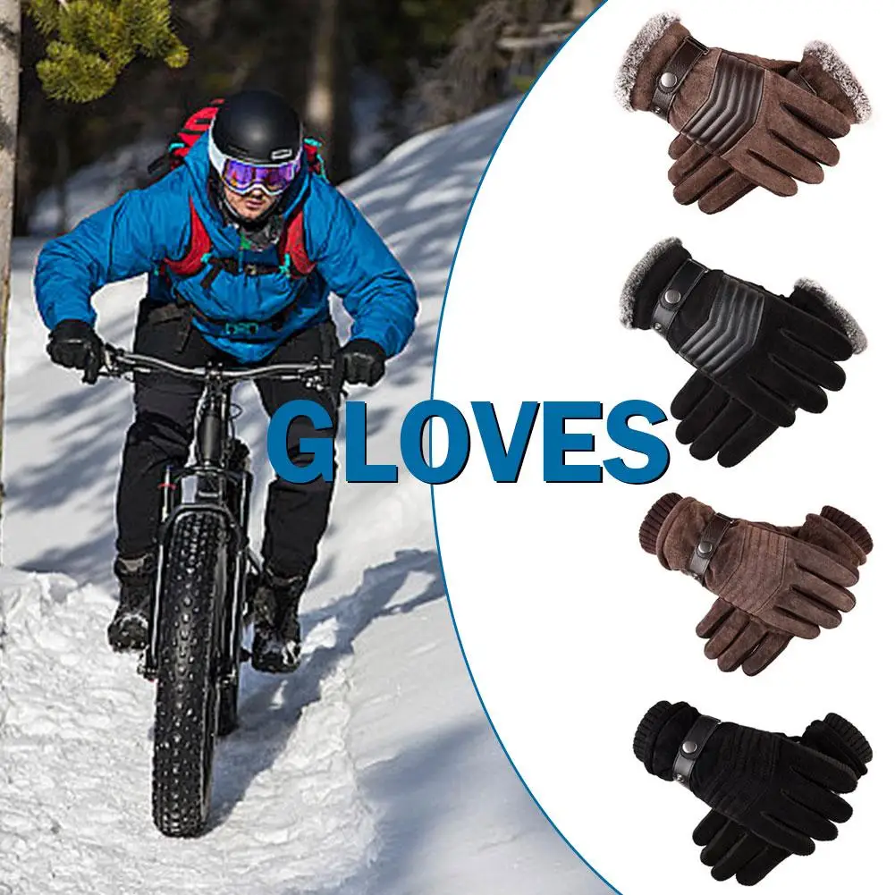 

Touch Screen Winter Warm Men's Gloves Genuine Leather Casual Gloves Mittens for Men Outdoor Sport Full Finger Glove S6D2