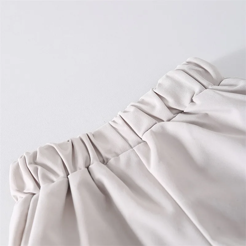 FOCUSNORM 0–4 Jahre Kleidungssets für kleine Kinder, Mädchen, Outfits, einfarbig, Rüschen, V-Ausschnitt, Fliegenärmel, Oberteile und elastische Hosen – Detail 5