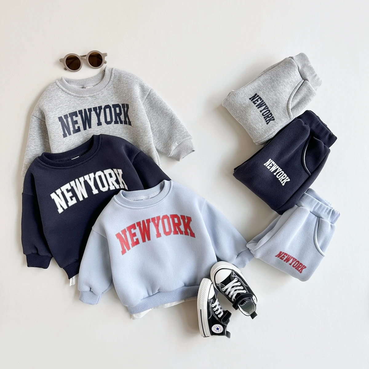 Winter Thickened Newborn Boy Girl 2PCS Plush Letter Printing Casual Suits Outfits Set Children's Clothing 6