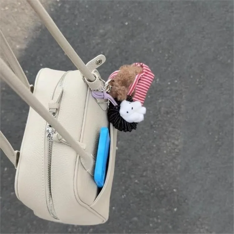 JIAERDI Light Gray Minimalist Handbag Women Pebbled Texture Leather Square Shoulder Bags Ladies Casual Niche Premium Boston Bag