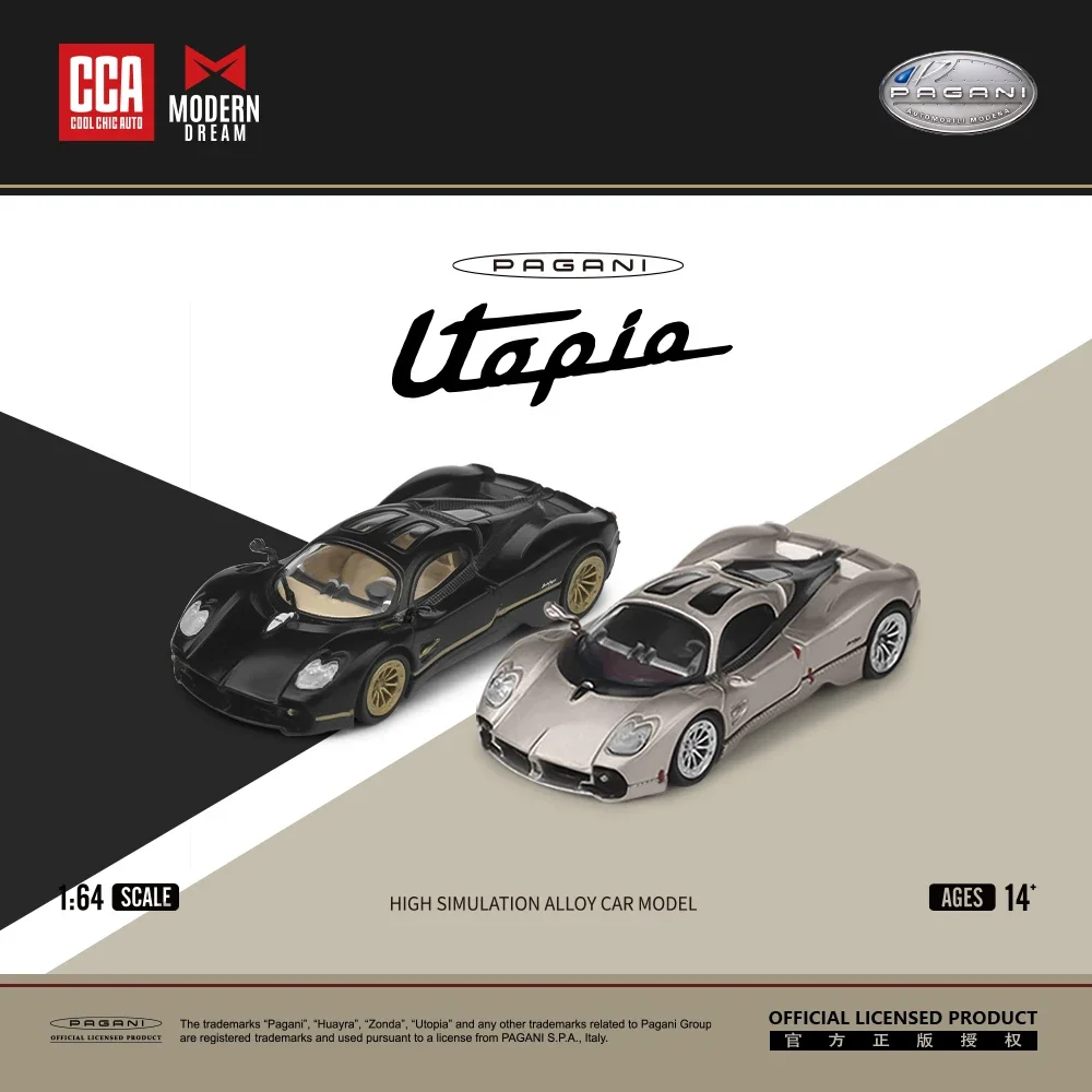 TIME MICRO ModernDream + CCA 공동 브랜드 1/64 파가니 유토피아 다이캐스트 자동차 모델 장식품, 자동차 장난감 선물 장식