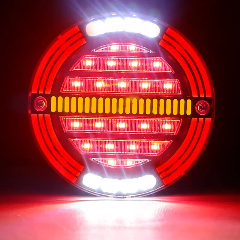 2X Fanali Tondi LED 4 Pollici Rosso/bianco Per Rimorchio Camion Fari Stop Indicatori DRL