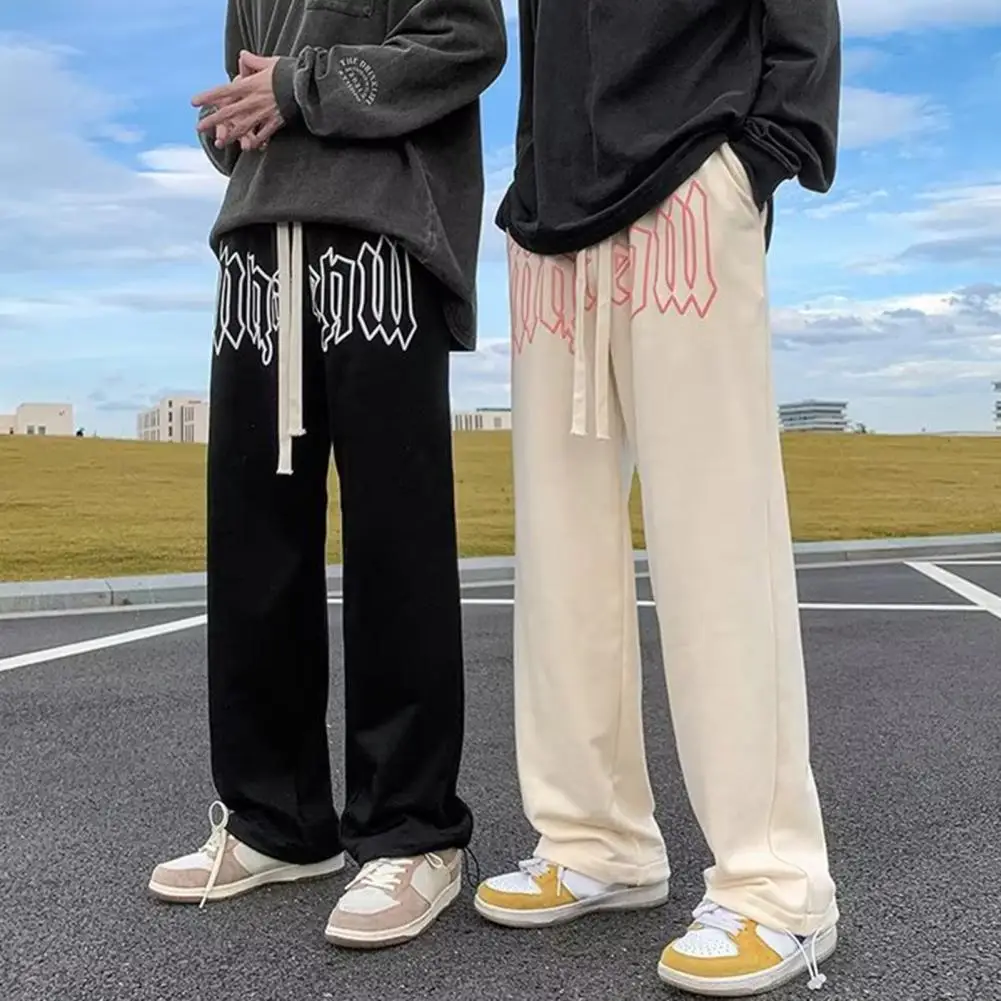 

Fashion Letter Print Straight Pants For Men High Street Trousers Casual Joggers Hip Hop Drawstring Sweatpants pantalones hombre