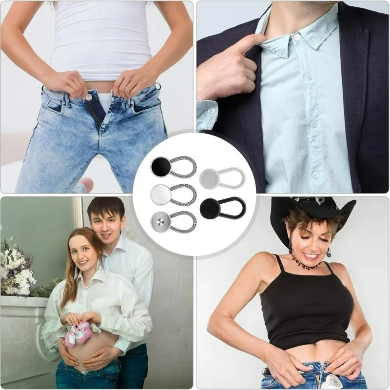 Collar Buttons Extender Flexible Stretch Pants Waist Spring Extension Buckle Elastic Adjust Size Expanders Expand Cuff Accessory