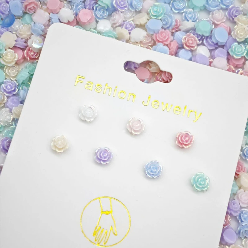 50개 인조 장미꽃 레진 액세서리 세트 네일아트 및 DIY 휴대폰 케이스 장 플랫백 참 도매
