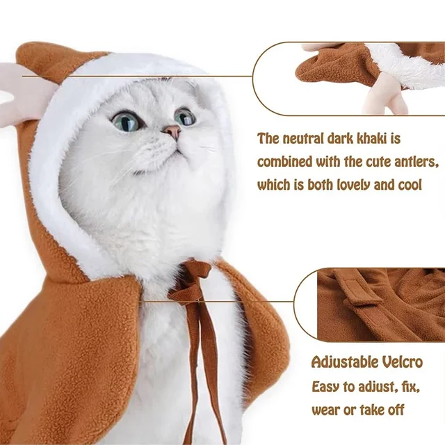 Funny Cat Christmas Costume Santa Cosplay Pet Christmas Cape Dress Up Clothes Warm Red Scarf Cloak With Hat Pet Accessories 3