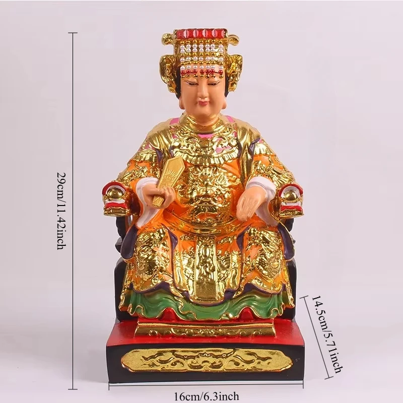 1pc 中国樹脂塗装媽祖像ホーム金色の海の女神の提供風水仏教ホーム提供