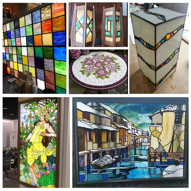 1 pc 10x10cm Colorful Square Mica Mosaic Tiles 3mm Thickness DIY Craft Glass Mosaic Craft Materials Package with Foam Sponge
