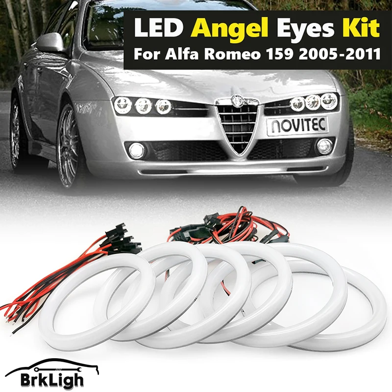 6Pcs Cotton Led Angel Eyes Halo Rings Lights Kit Faro Per Alfa Romeo 159 2005-2011