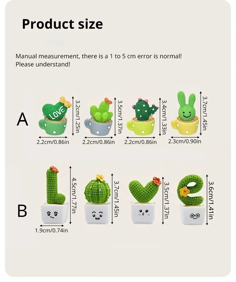 Resin Succulent Cactus Mini Green Plant Set - Home & Office Decoration