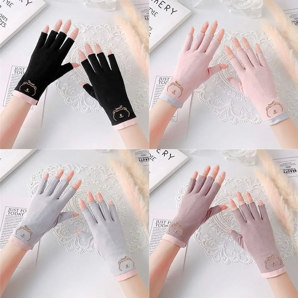Thin Sun Protection Gloves Fashion Fingerless Short Anti-UV Mittens Elastic For Female fingerless gloves half finger gloves sunscreen gloves
